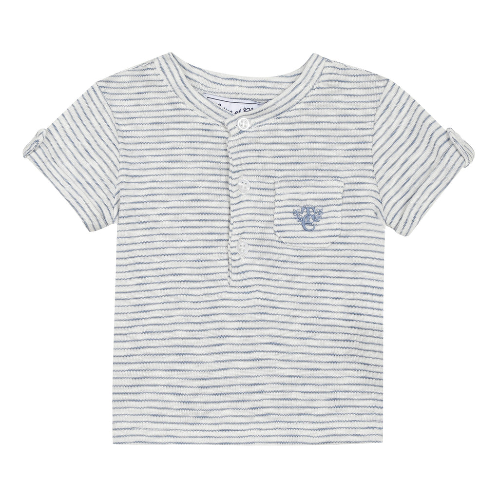T-shirt - Blue Fine cloud Stripes and TC badge
