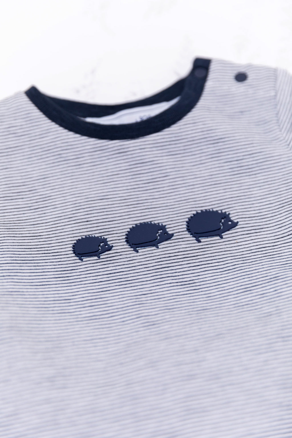 T -Shirt - Jersey Micro Streifens Marineblau