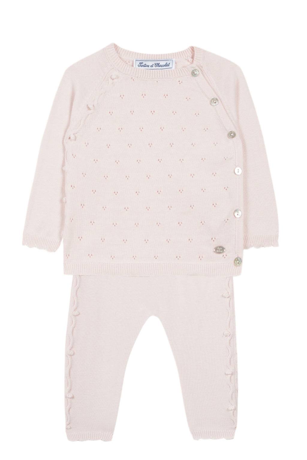 Outfit - Long Pale pink  Embrodery pompoms