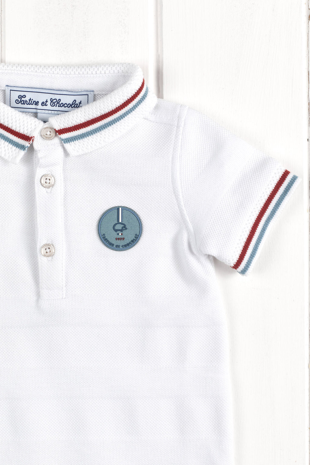 Polo - Baumwolle Weiss Tricolor