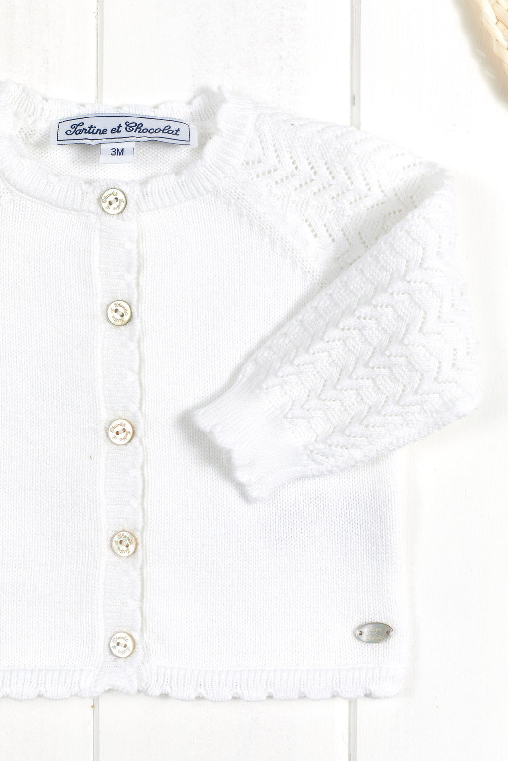 Cardigan - Tricot Coton blanc