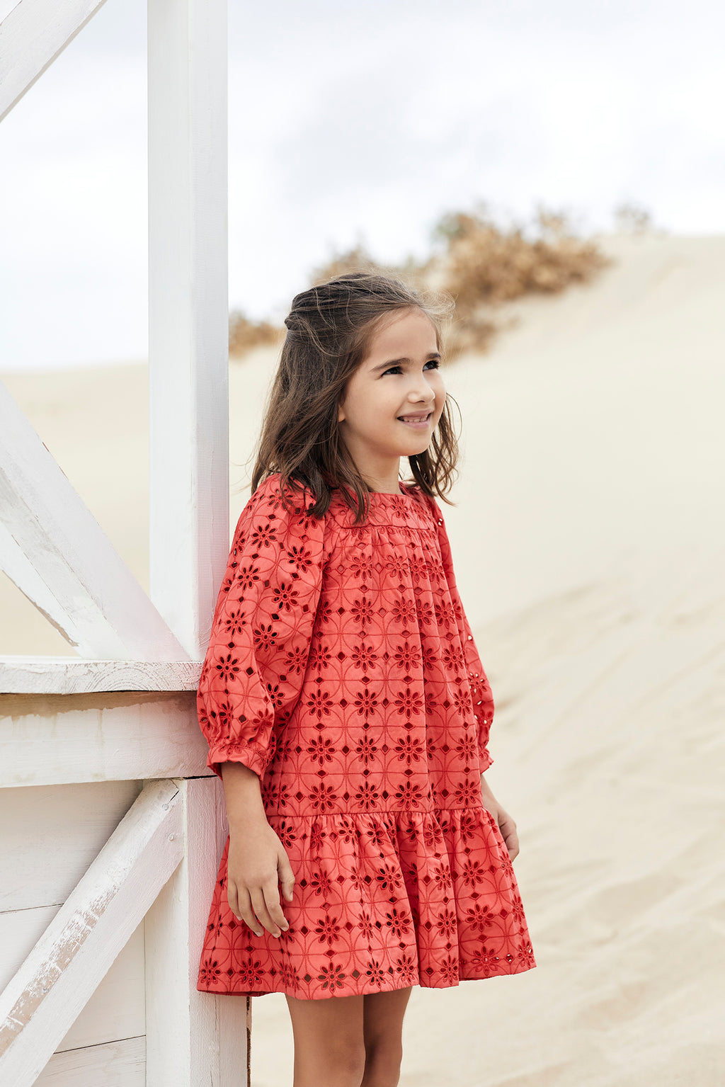 Robe - Coton broderies anglaises coquelicot