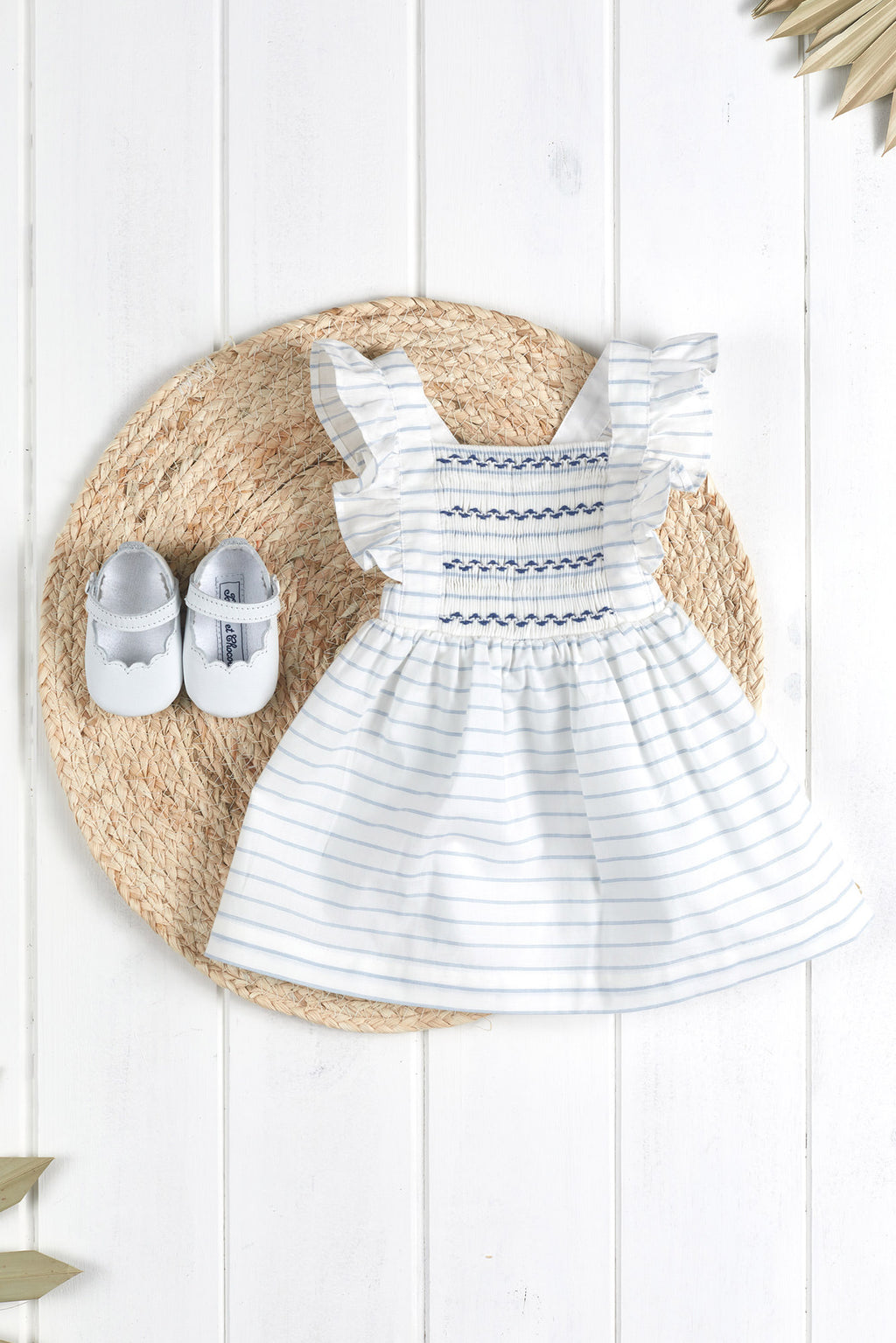 Dress - Cotton White Stripes