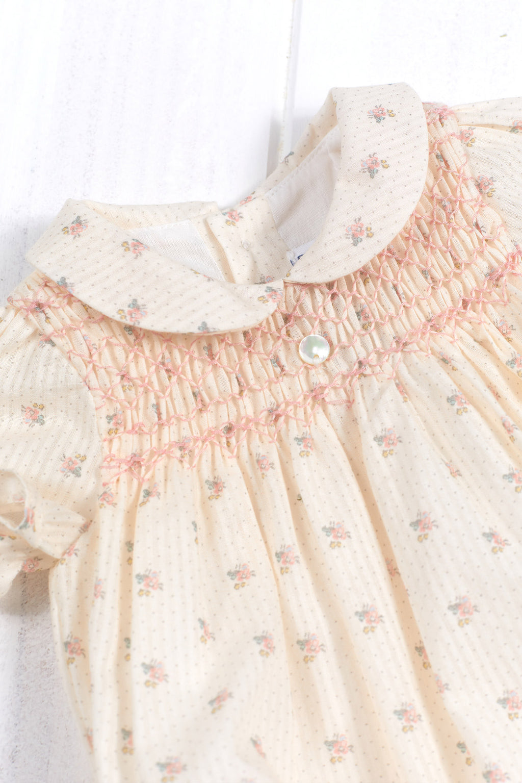 Jumpsuit short - cotton Print flowery Ecru