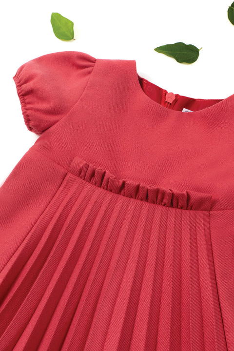 Robe - Framboise flanelle plissée - Image principale