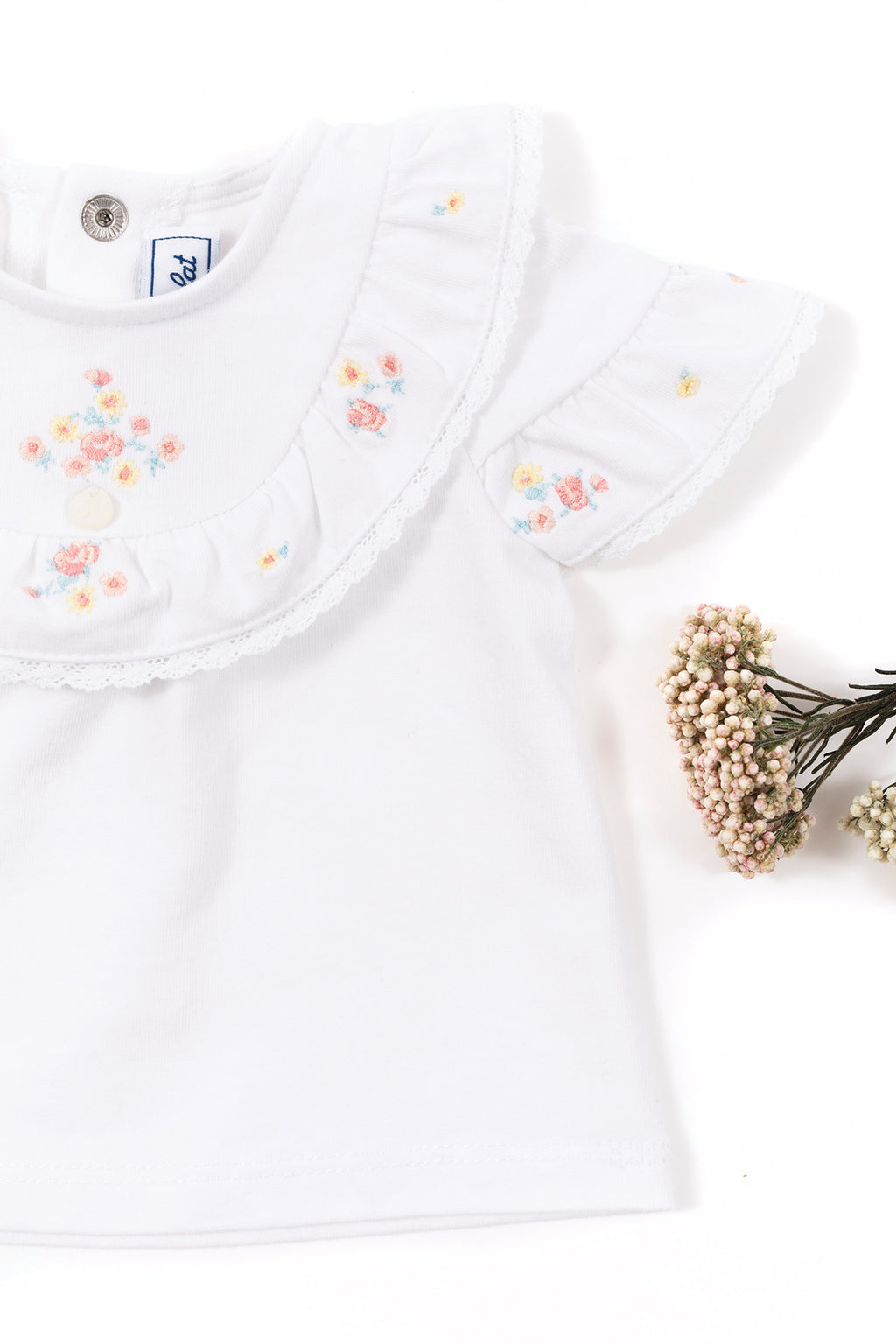 T-shirt - Ecru Floral embroidery