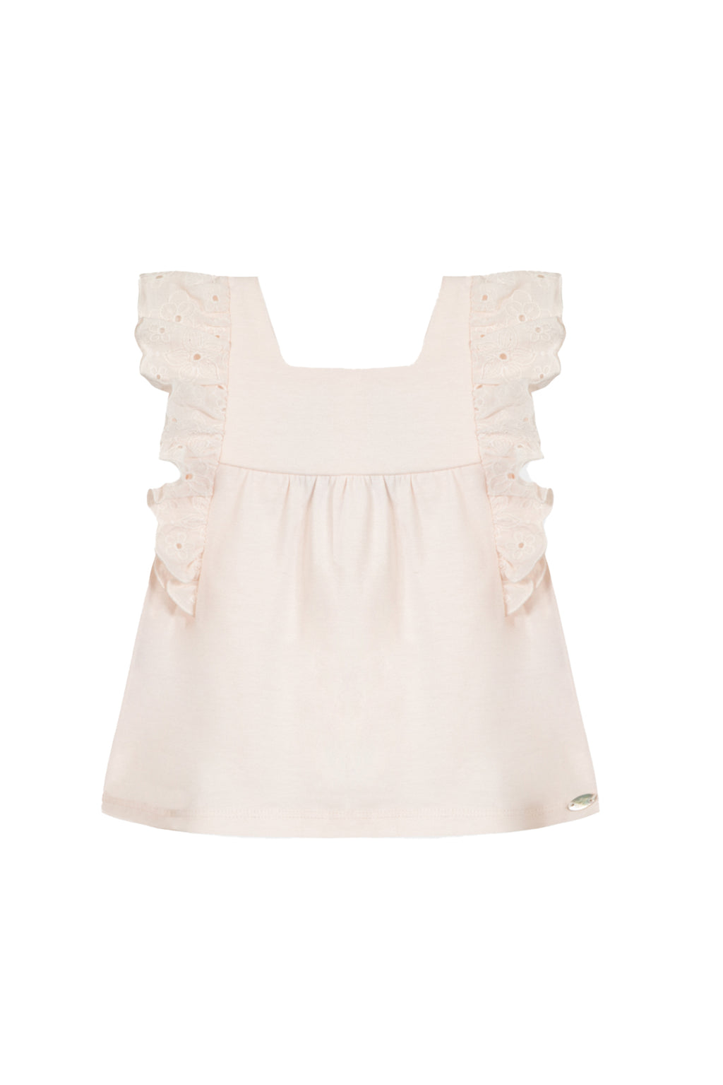 T-shirt - Rose pâle broderie anglaise
