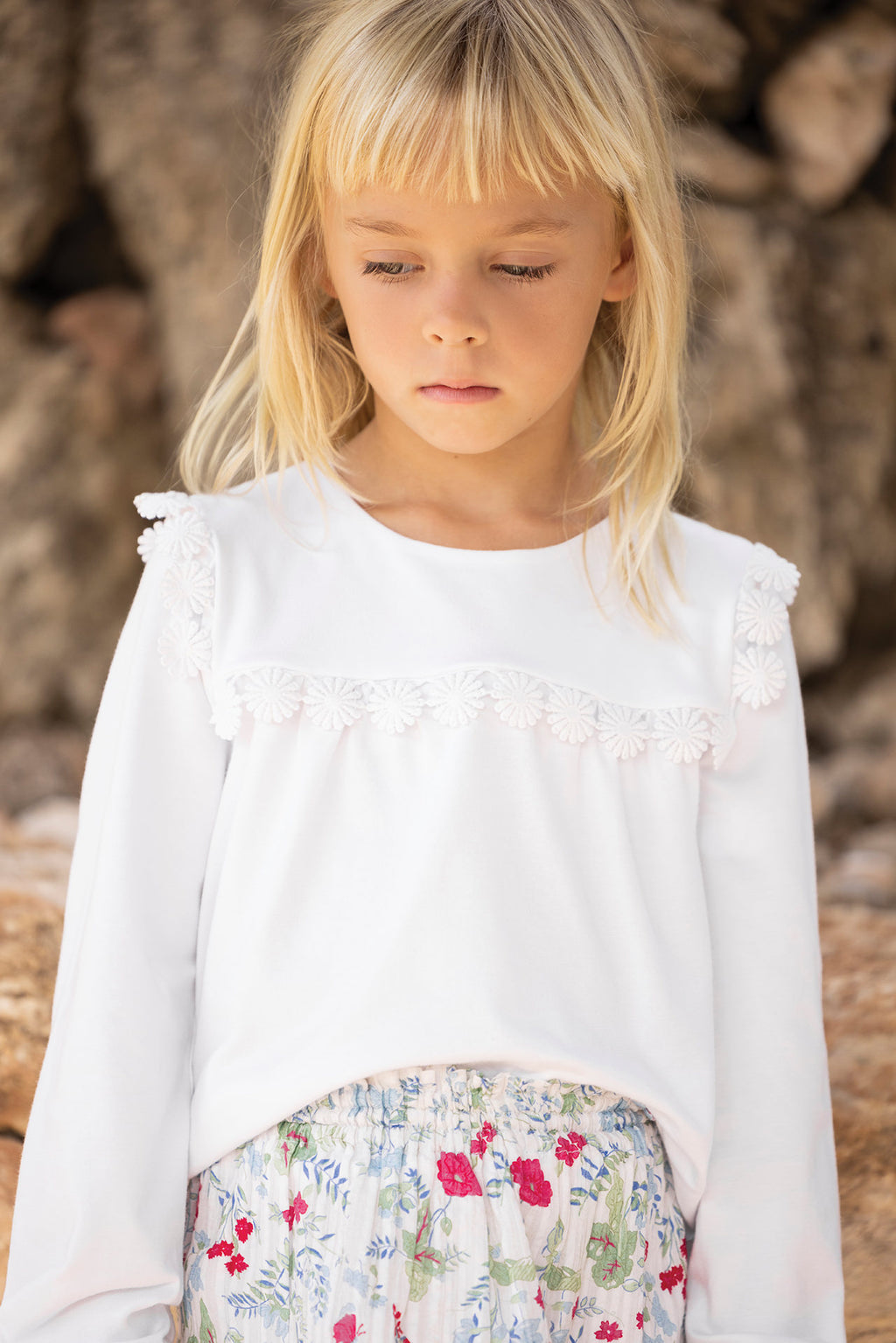 Blouse - White Marguerite embroidery