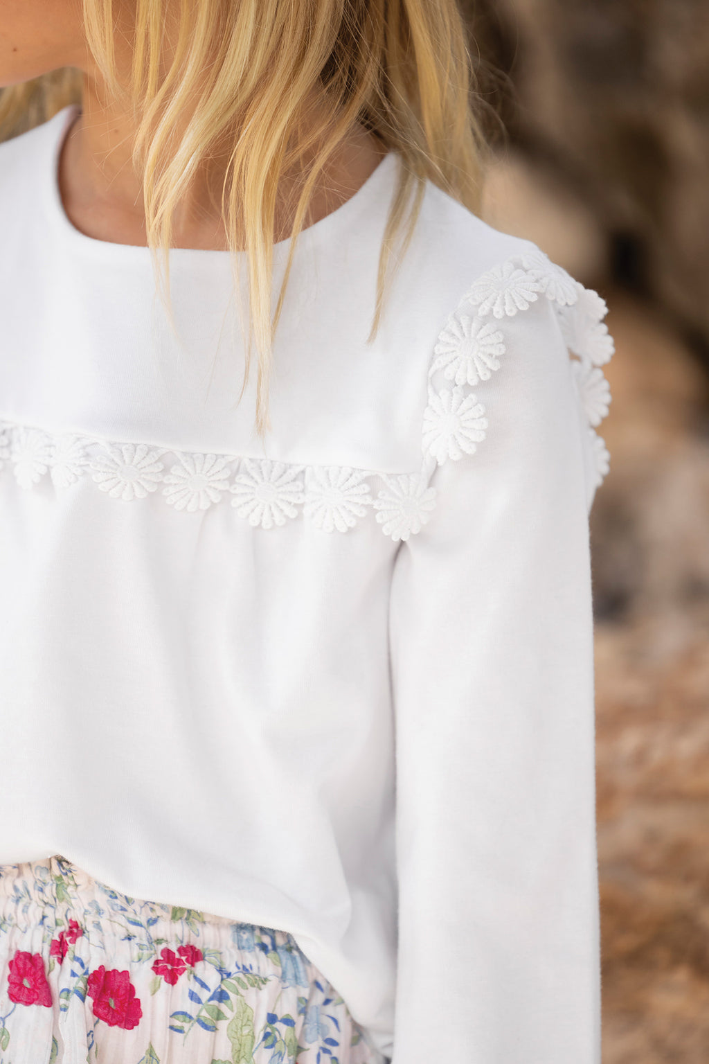 Blouse - White Marguerite embroidery