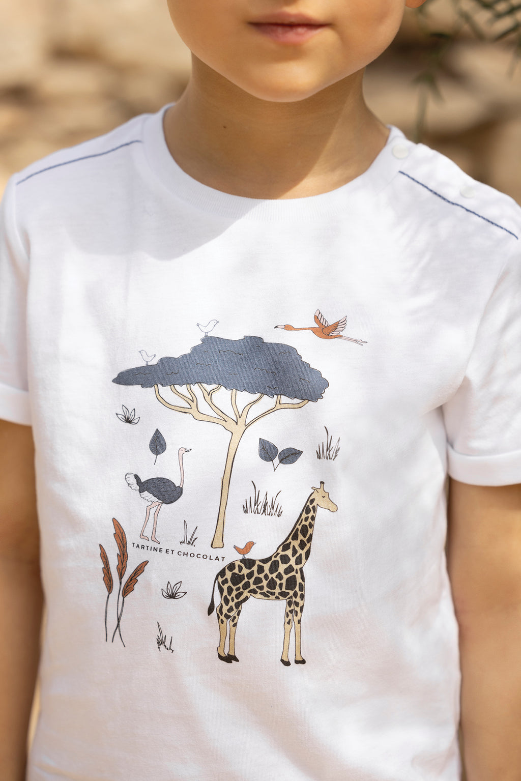 T-shirt - Wit  Tekening wilde dieren