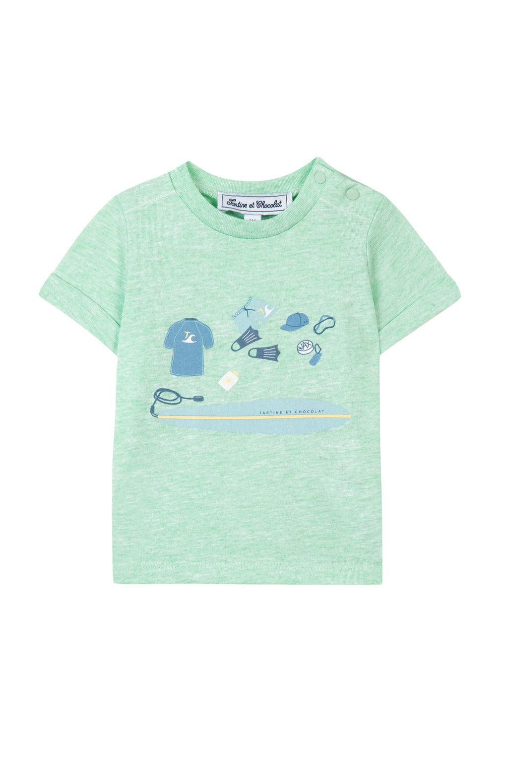 T -Shirt -  Grün Illustration Surfer