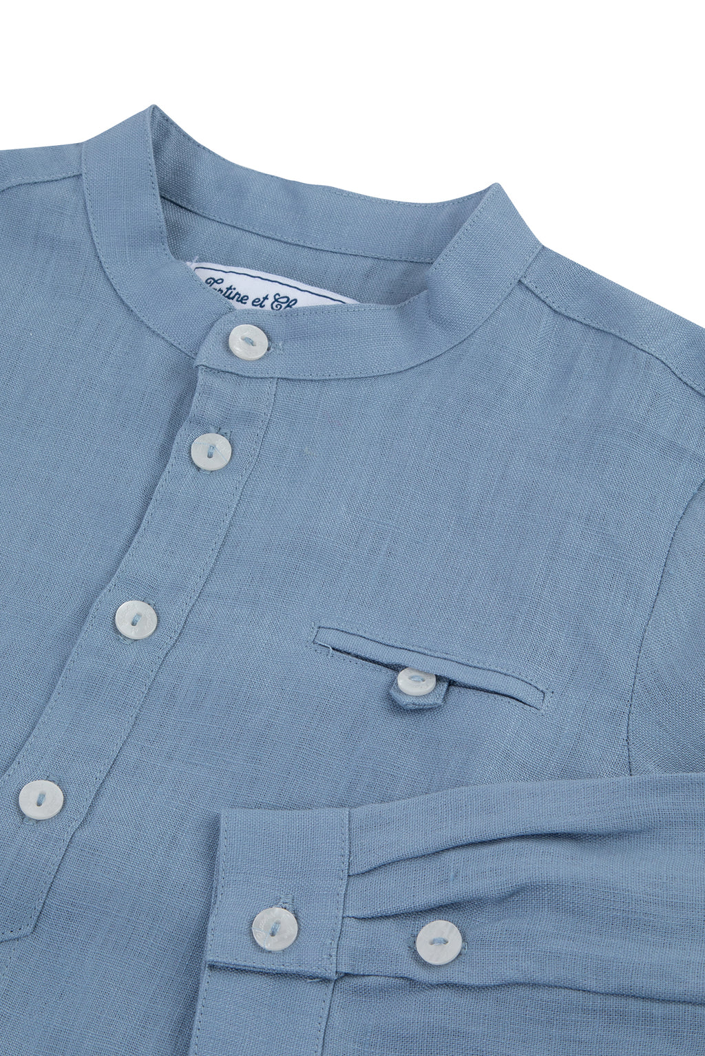 Shirt - Linen Cobalt long sleeves