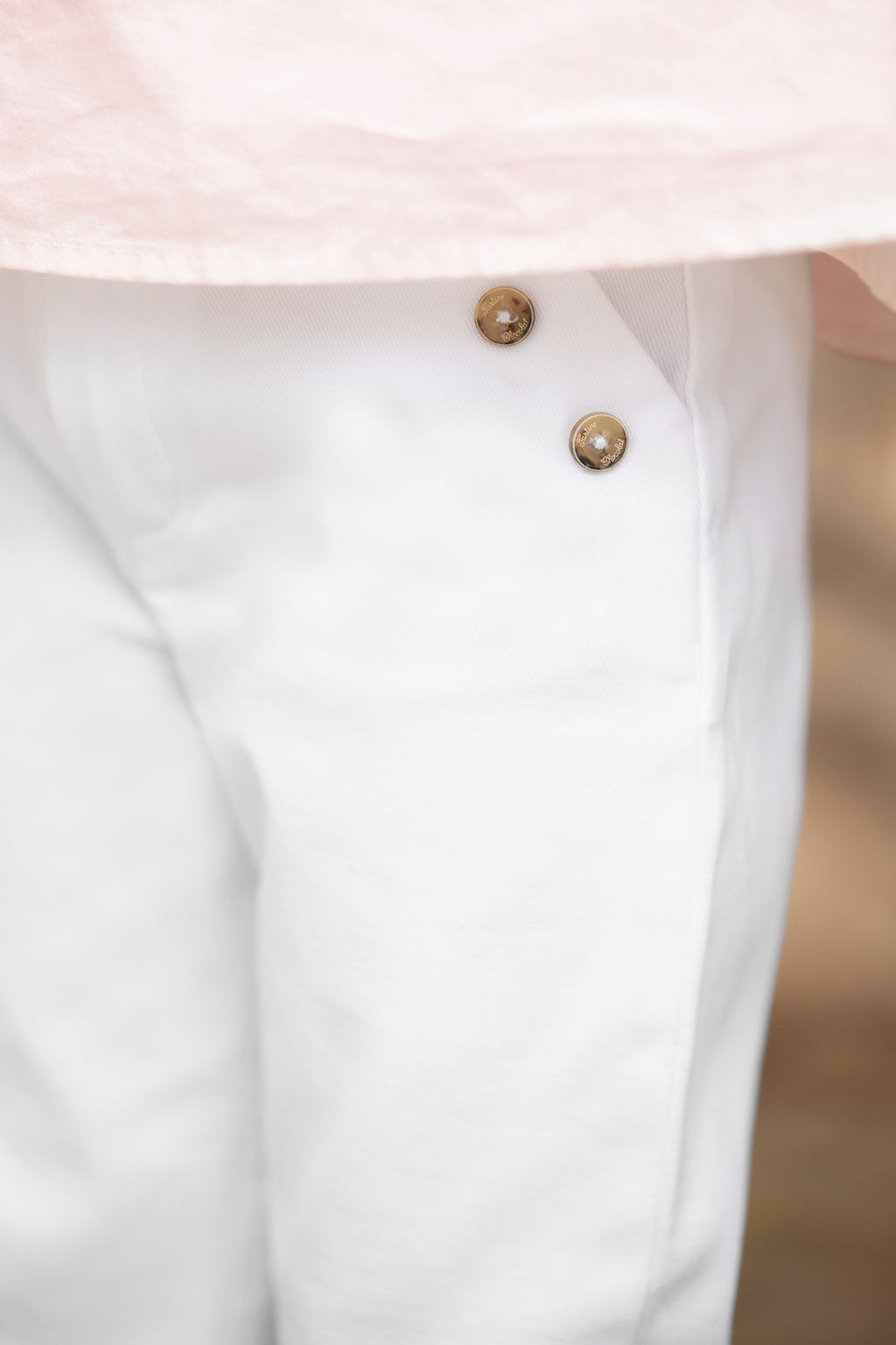 Trousers - White Triple buttonhole
