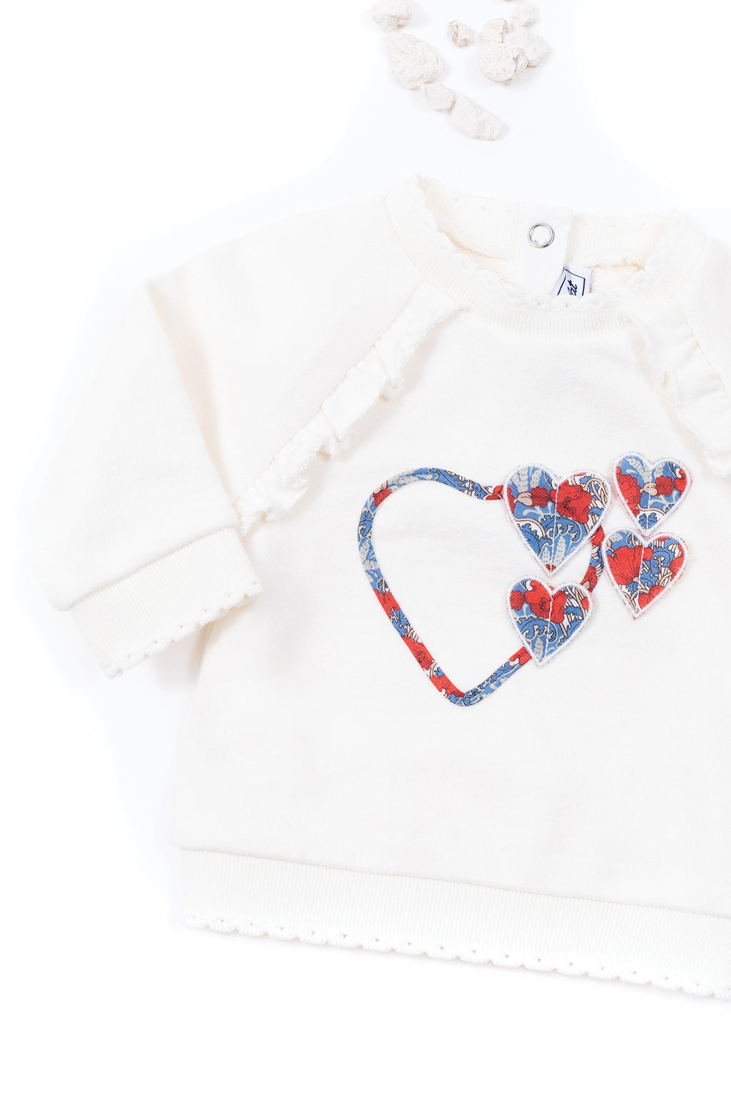 Sweatshirt - Ecru Stickerei Herz