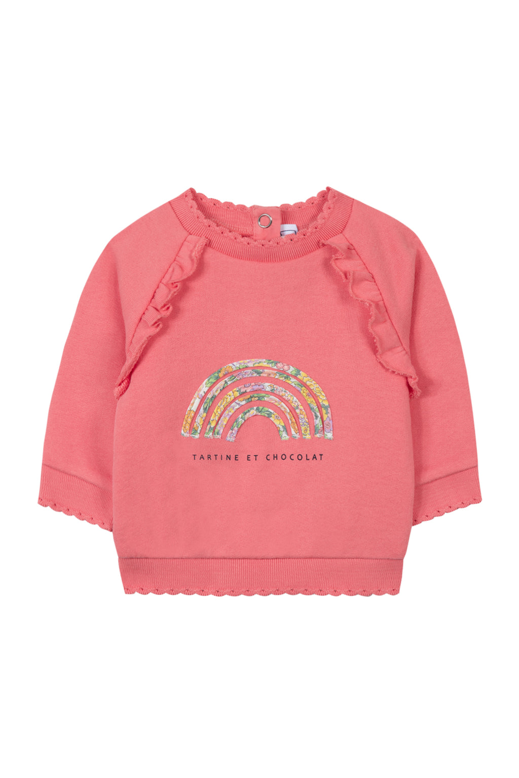 Sweatshirt - Rosa Stickerei Regenbogen
