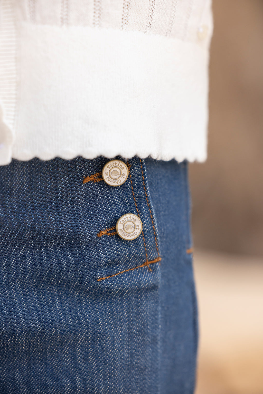 Jeans - Navy Triple buttonhole