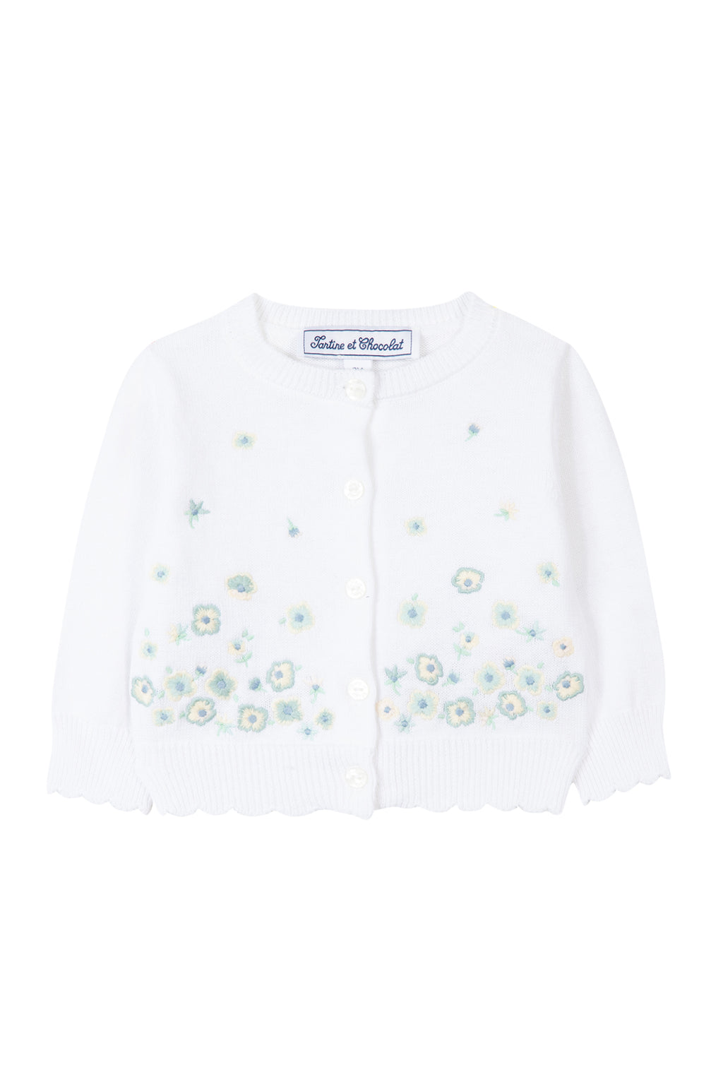 Cardigan - White Floral embroidery
