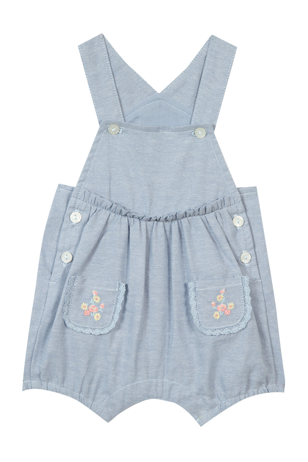 dungaree - Blue embroidery cloud