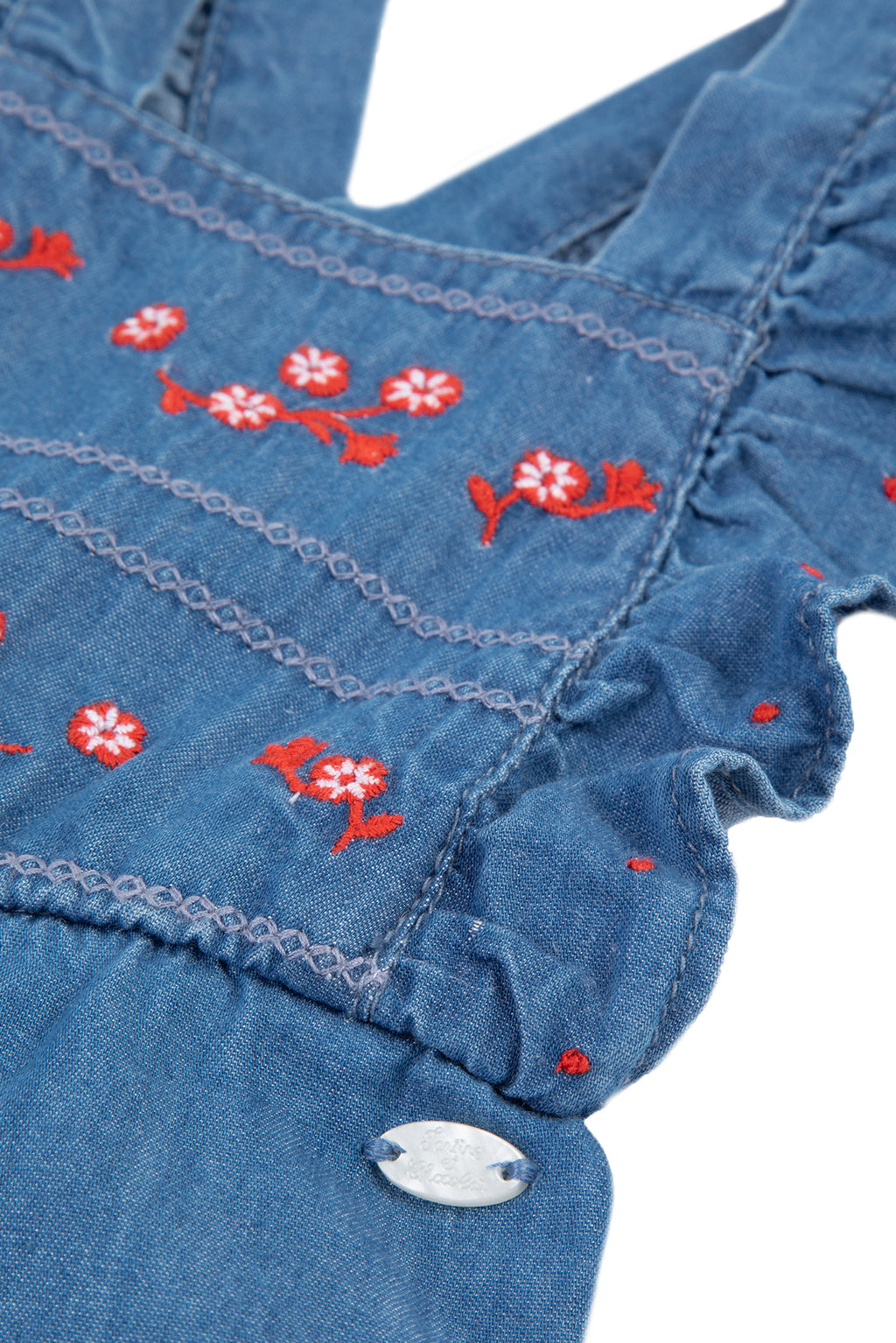 dungaree - Blue Floral embroidery