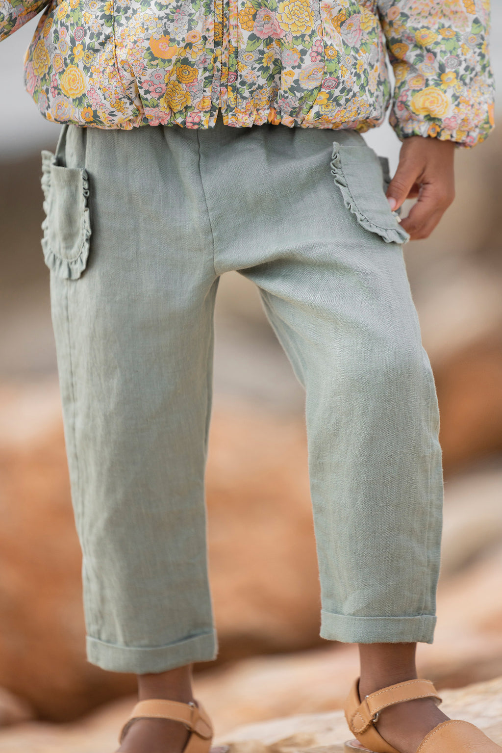 Trousers - khaki Linen