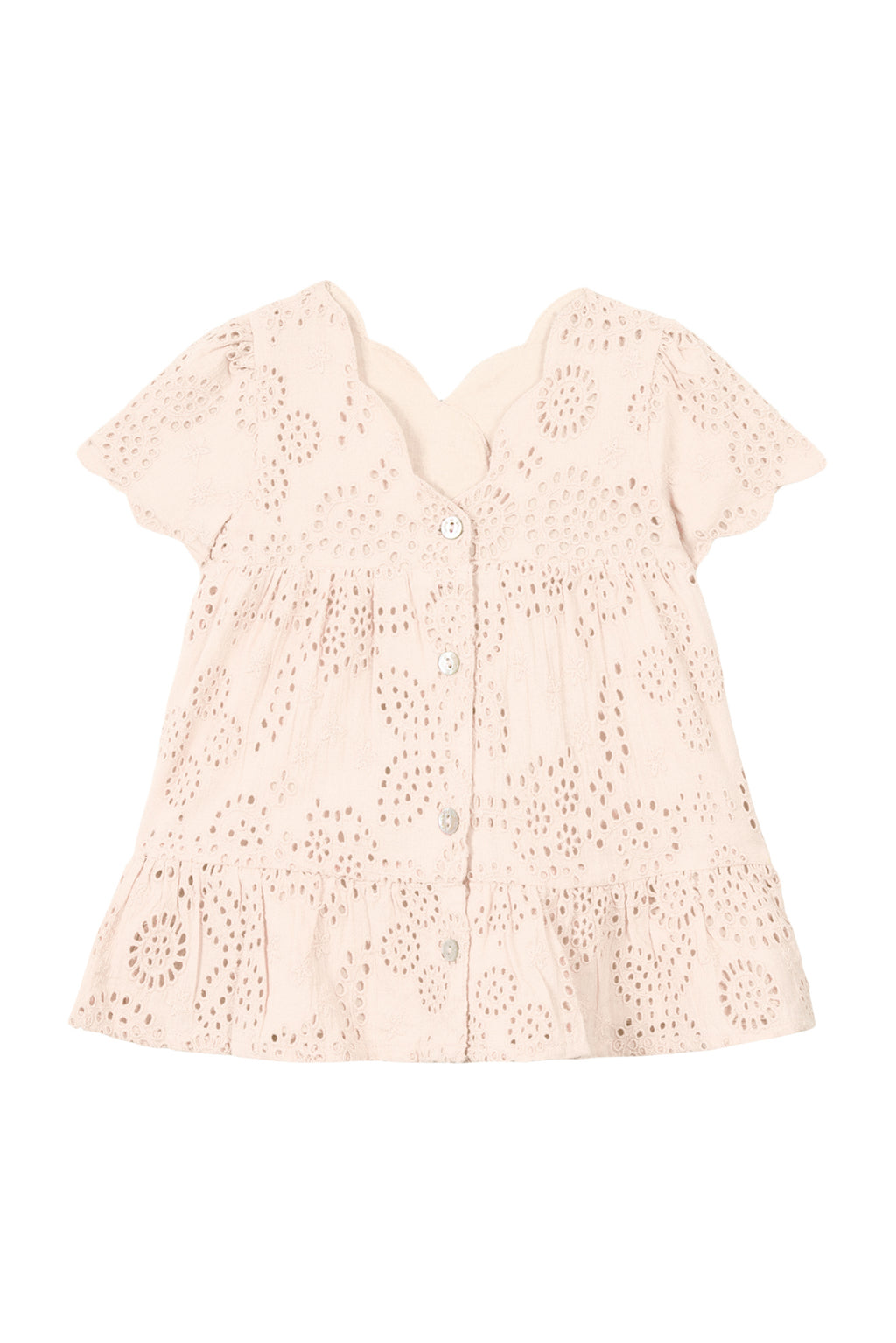 Dress - Cotton Pale pink  English embroidery