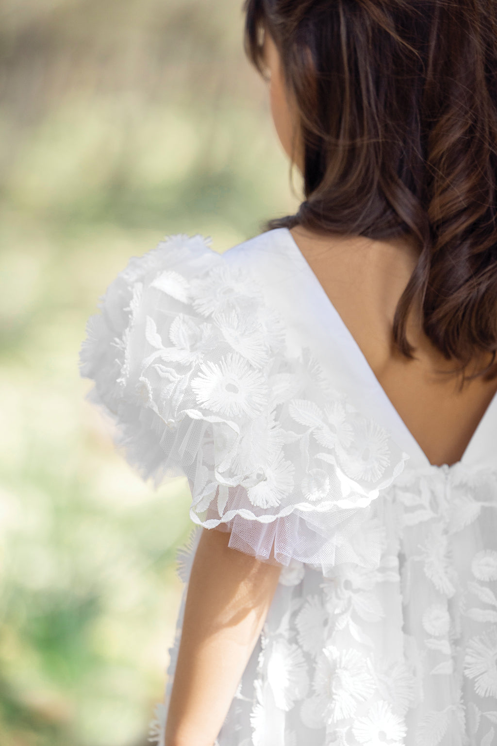 Dress - White tulle Embroidered
